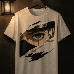 Home Amine theme grey color Printed T-Shirt of Kakashi Hatake eyes