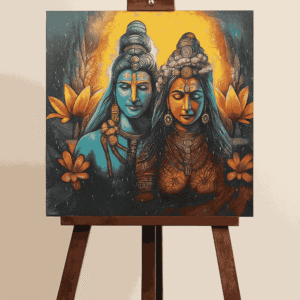 A handmade paiting of lord shiv and goddess Parvati with a beautiful colors