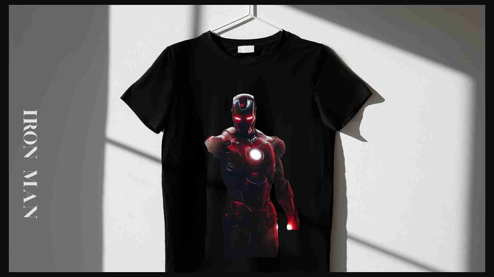 Iron Man T-shirt Marvel theme black color Printed T-shirt of Iron Man