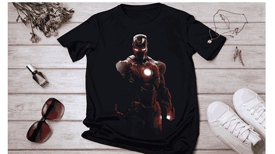 Iron Man T-shirt Marvel theme black color Printed T-shirt of Iron Man